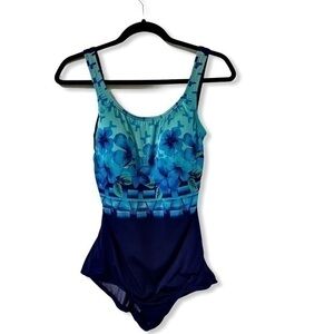 Speedo blue and green one piece swimsuit size 14
